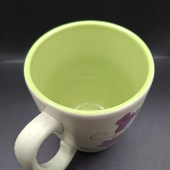 Disney Store Tinker Bell Fairies Ceramic Mug With Purple Flowers Green Interior - Picture 6 of 7